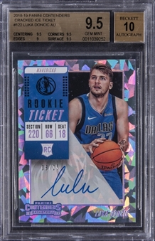 2018-19 Panini Contenders Cracked Ice Ticket #122 Luka Doncic Signed Rookie Card (#08/25) - BGS GEM MINT 9.5/BGS 10